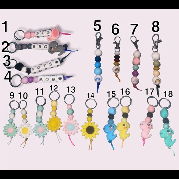 Custom keychain/zipper pulls I also make custom wristlets/pacifier clips, etc - Picture 2 of 2